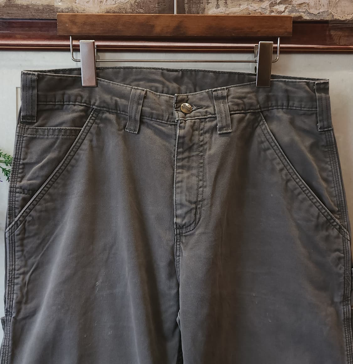 칼하트 워크팬츠 릴렉스드 핏 캔버스 팬츠 모스 그린 33x34 상품이미지3