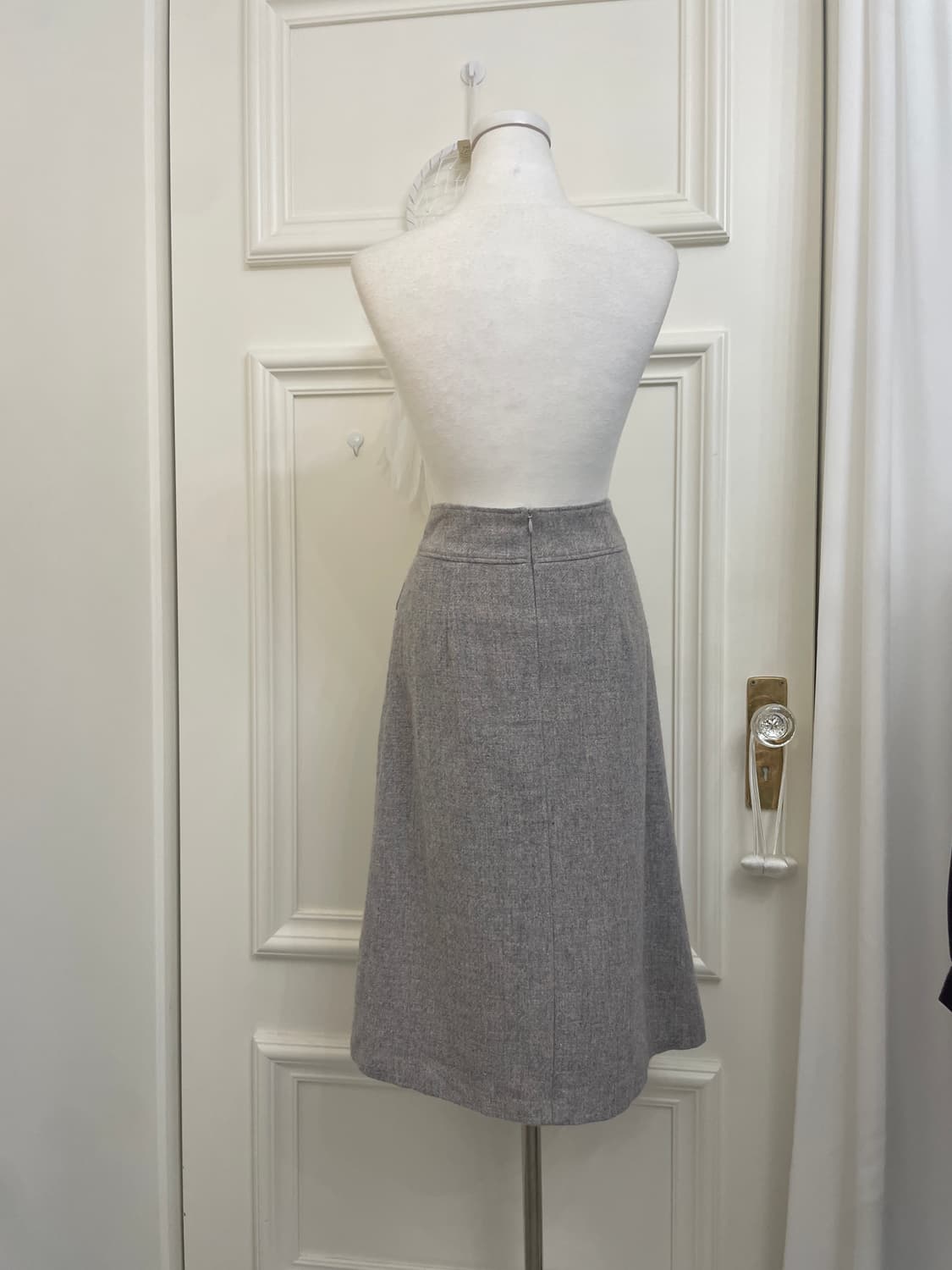 blue gray wool pocket point midi skirt 상품이미지3