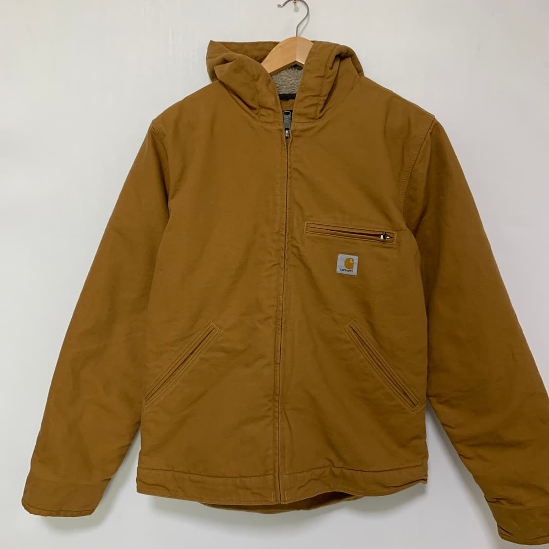 칼하트 빈티지 양털 후드 워크 자켓 카멜 브라운 루즈핏 남녀공용 S 상품이미지2