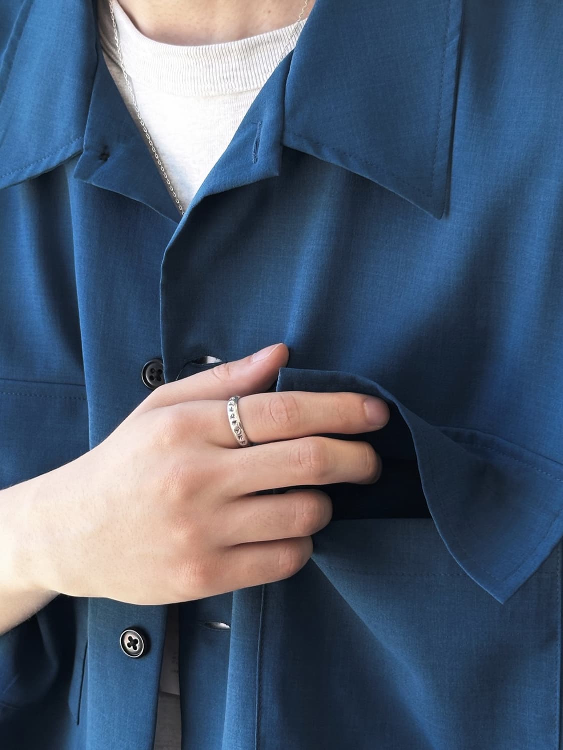 Linen touch open collar BOX shirt 상품이미지10