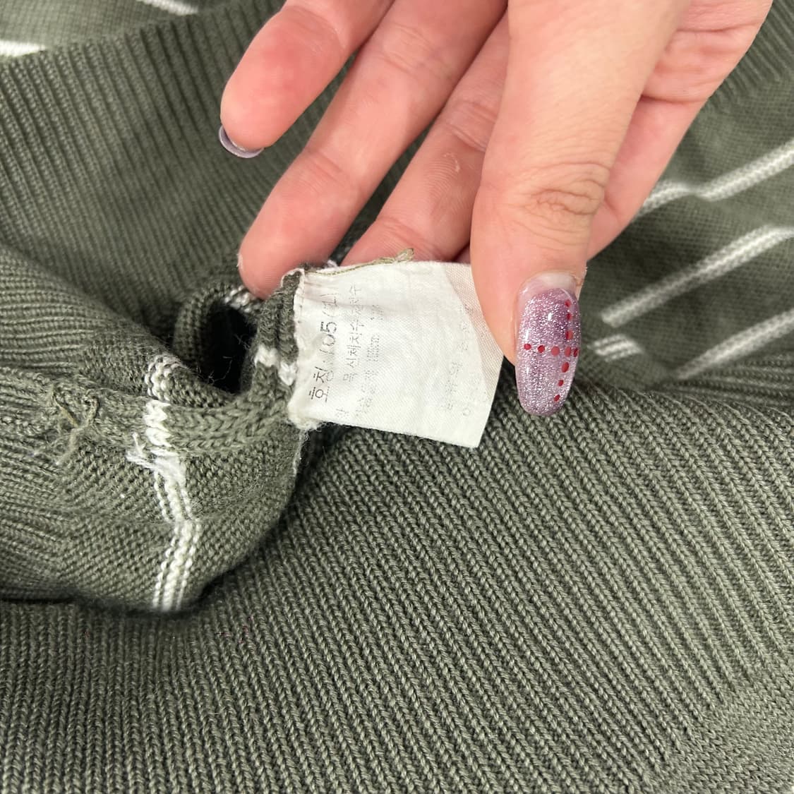 Adidas 아디다스 스몰로고 카키 카라 니트 상품이미지6