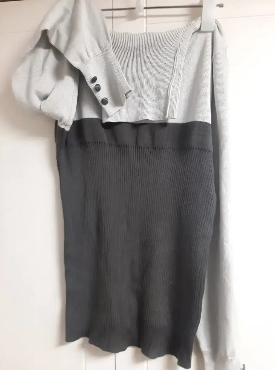 배색 골지 터틀넥 니트 m 차콜 그레이 상품이미지1