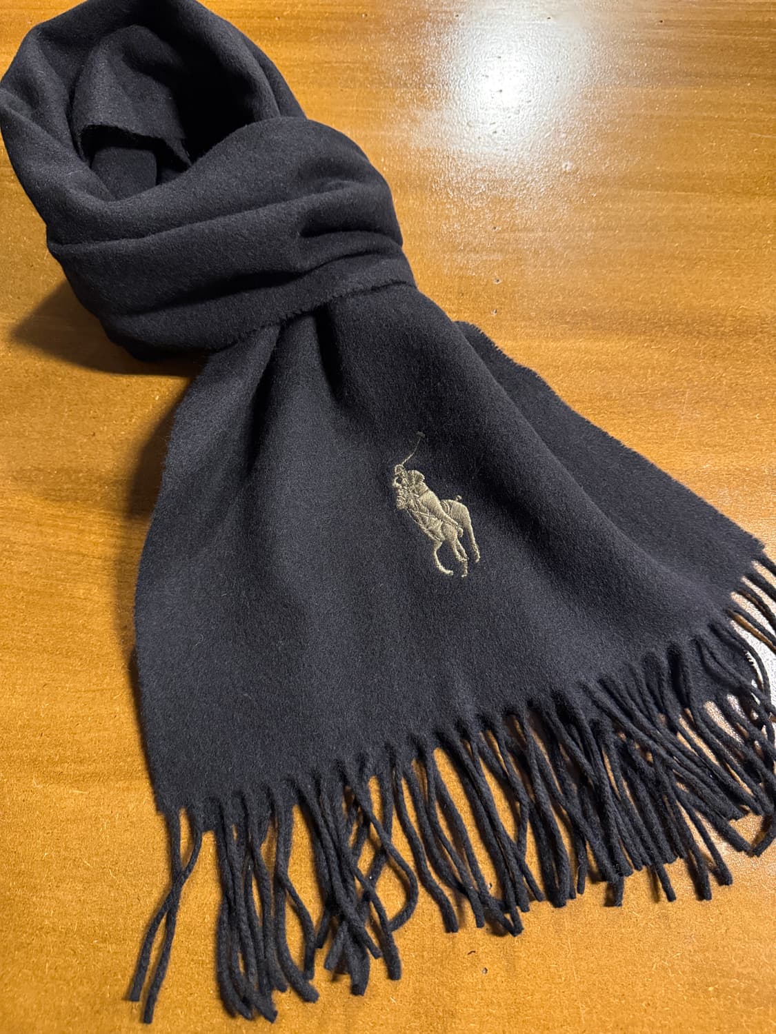 폴로 랄프로렌 1990년대 포니 자수 램스울 머플러 블랙 상품이미지1