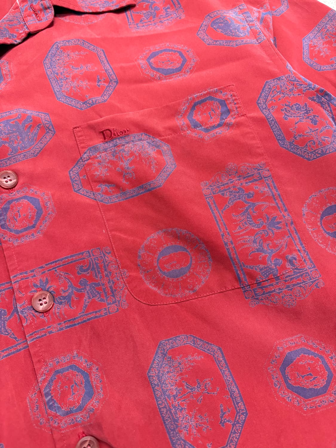 스리스챤 디올 빈티지 실크 셔츠 레드 상품이미지6