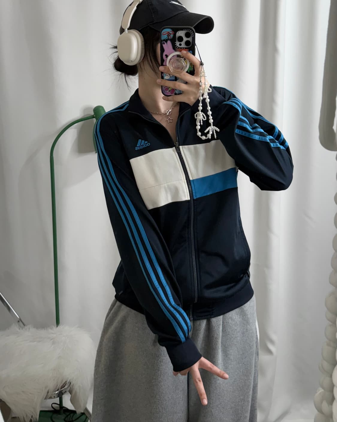 아디다스 네이비 & 블루 오버핏 져지 상품이미지1