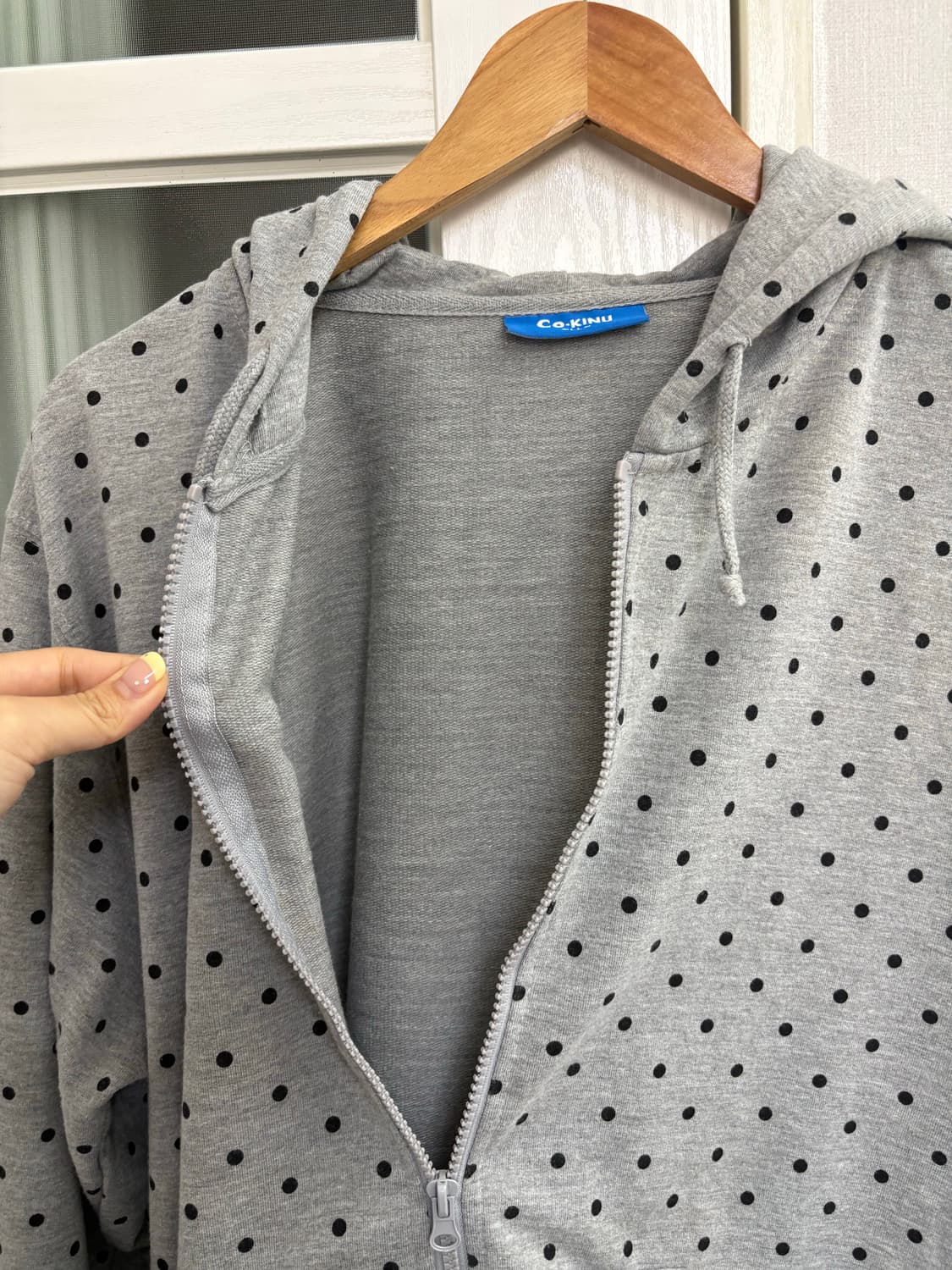 그레이 도트 후드집업 상품이미지5