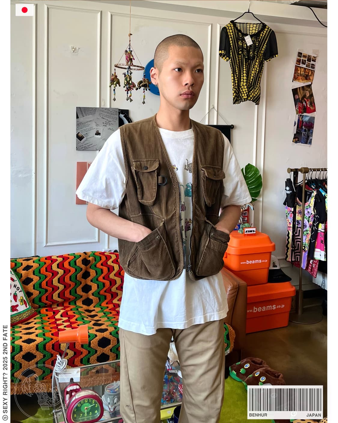 1990s Ben hur Corduroy Utility Work Vest 상품이미지1