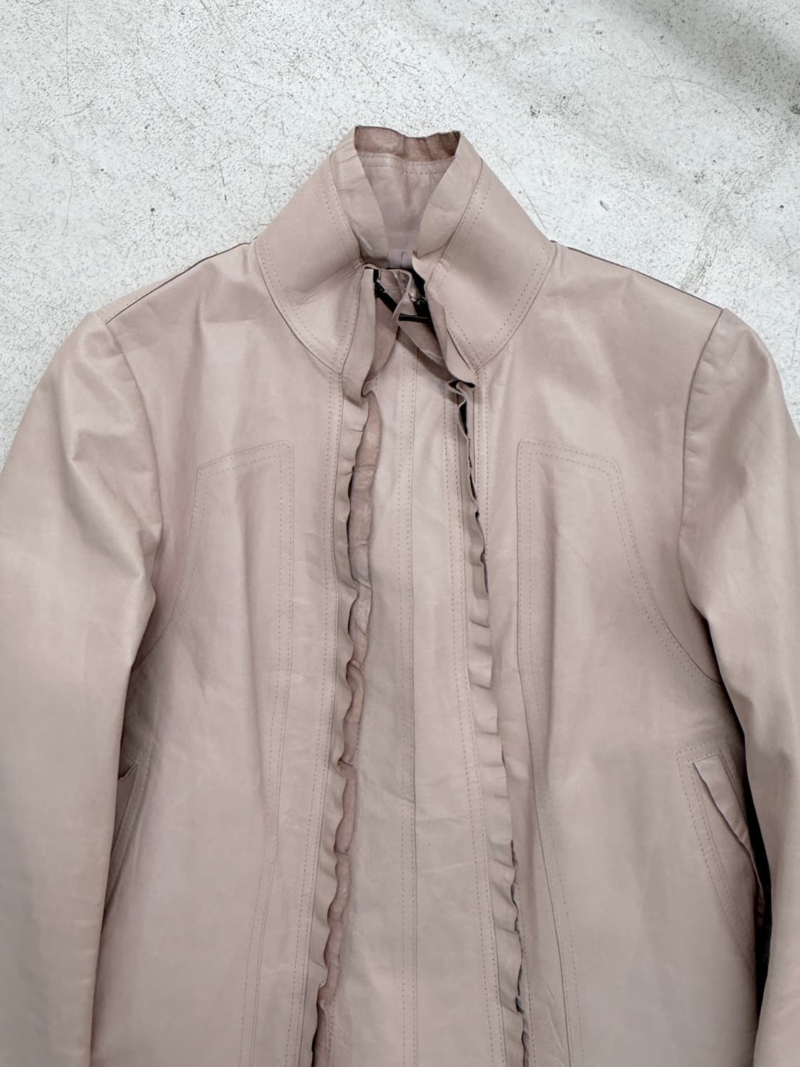 chi sono oi 더블 지퍼 카프 레더 자켓 상품이미지3