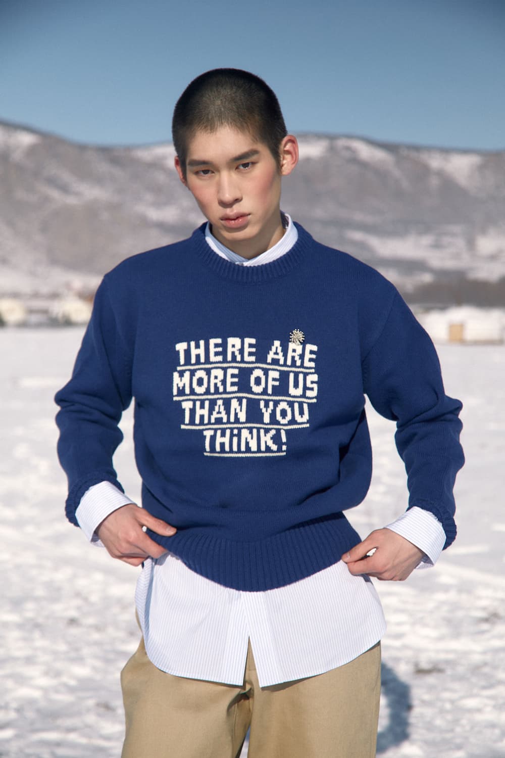 [L]23FW STU Lettering Printing Kint Blue 상품이미지1