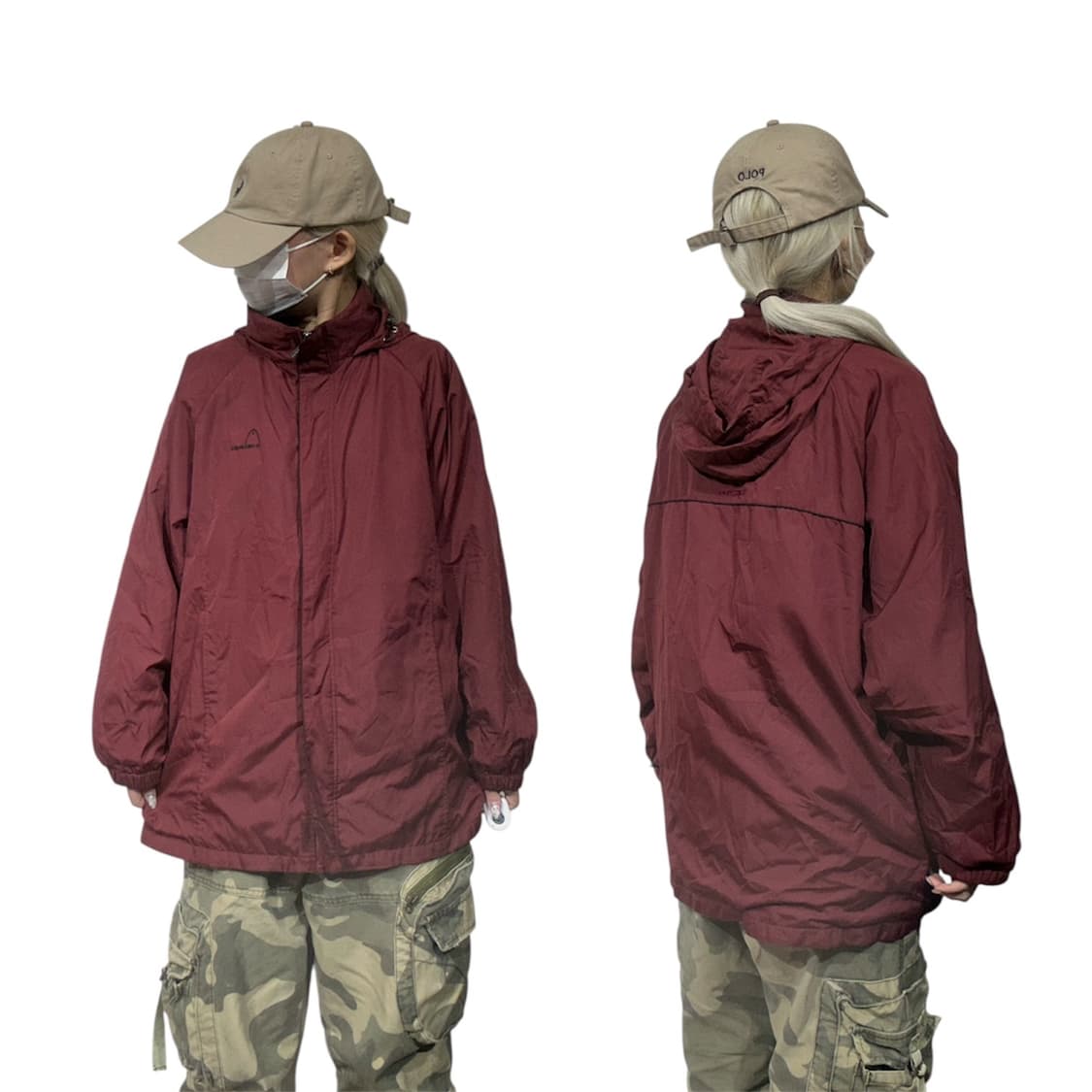 일본 빈티지 올드스쿨 헤드 버건디 후드 바람막이 자켓 L 상품이미지1