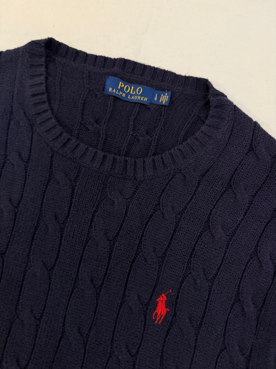 폴로 랄프로렌 코튼 꽈배기 케이블 네이비 상품이미지2