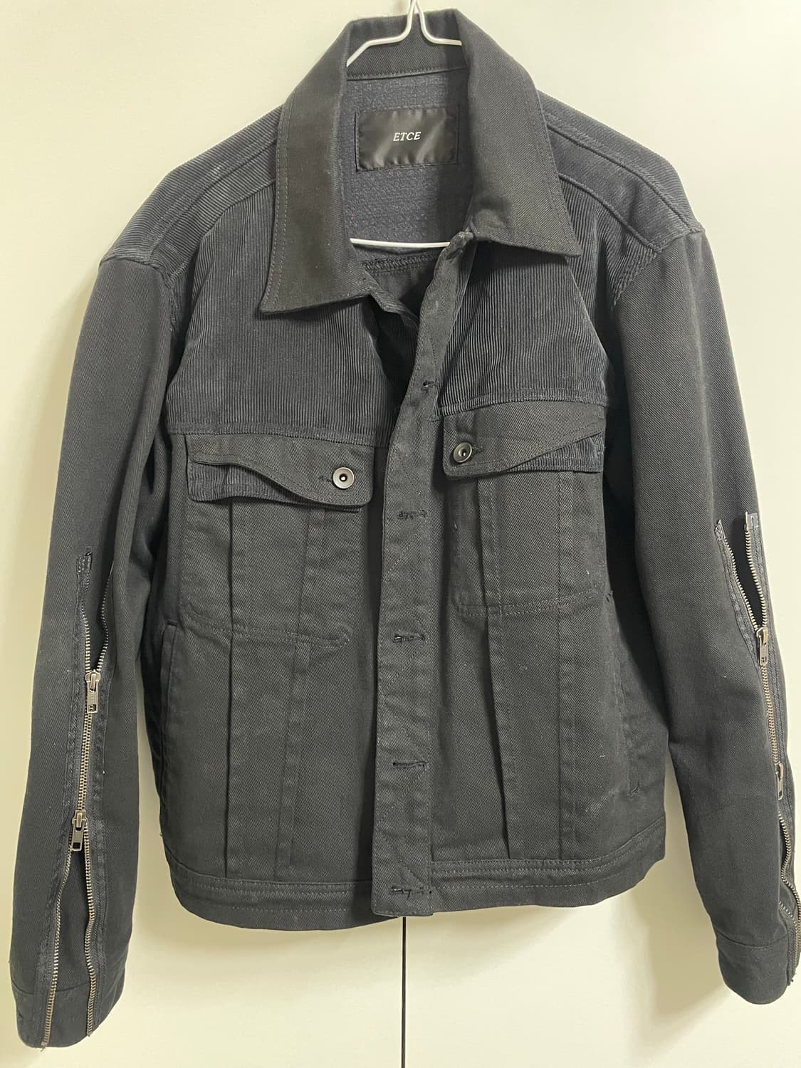 (S) ETCE 이티씨이 지퍼 트러커 자켓 블랙 상품이미지3