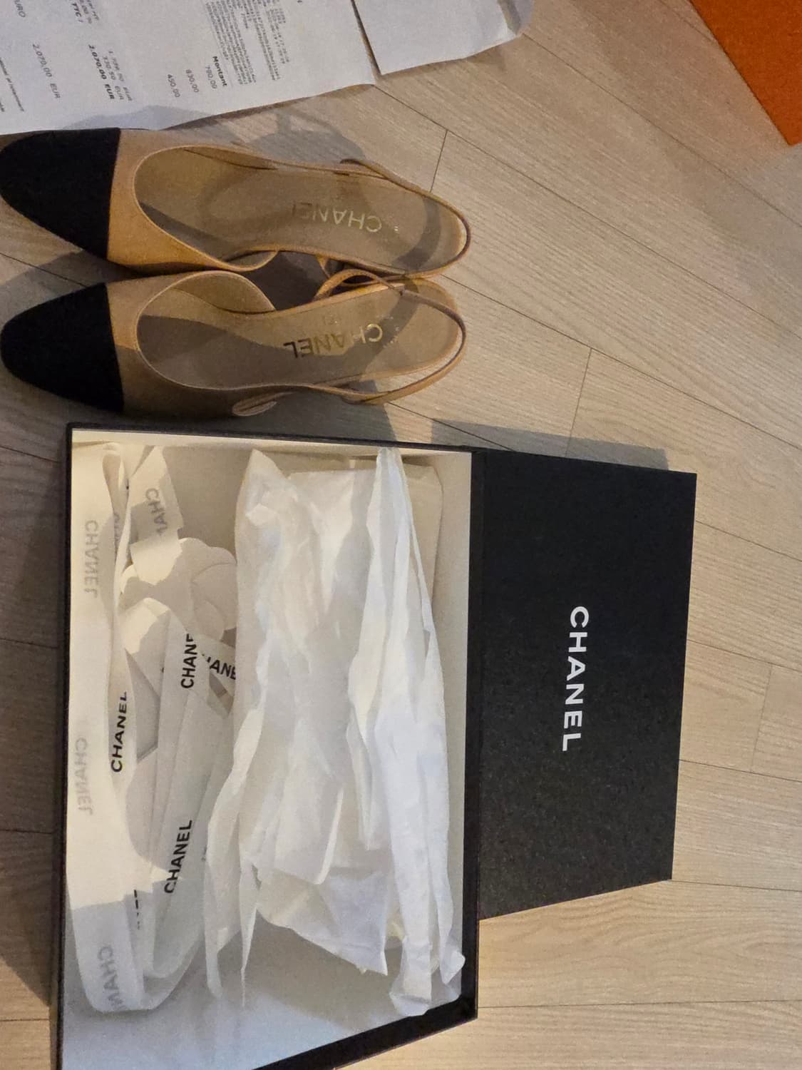 샤넬 슬링백 베이지/블랙 36.5 상품이미지4