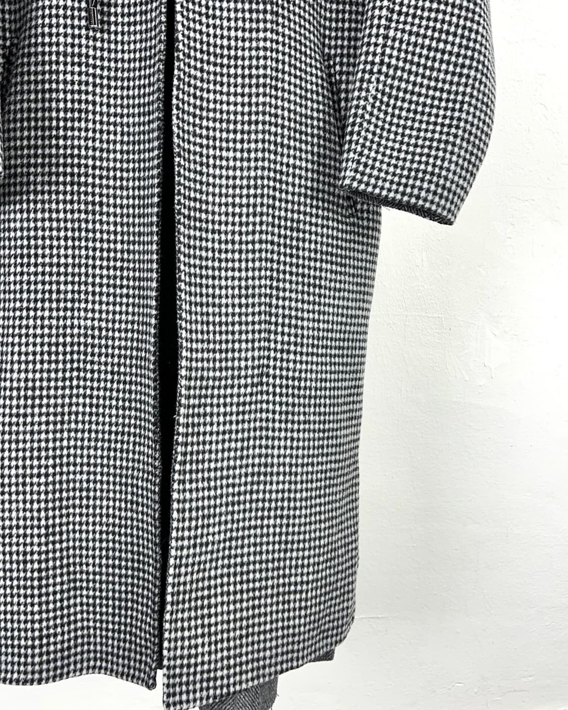 랑방 컬렉션 하운드 투스 체크 롱 로브 후디 코트 자켓 상품이미지5