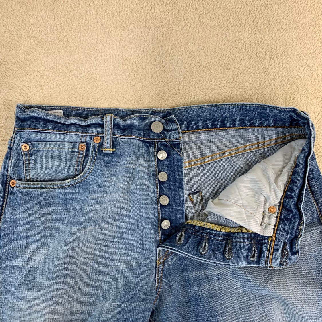 빈티지 리바이스 501 워싱 데님팬츠(31사이즈) 남자청바지 중청 상품이미지6