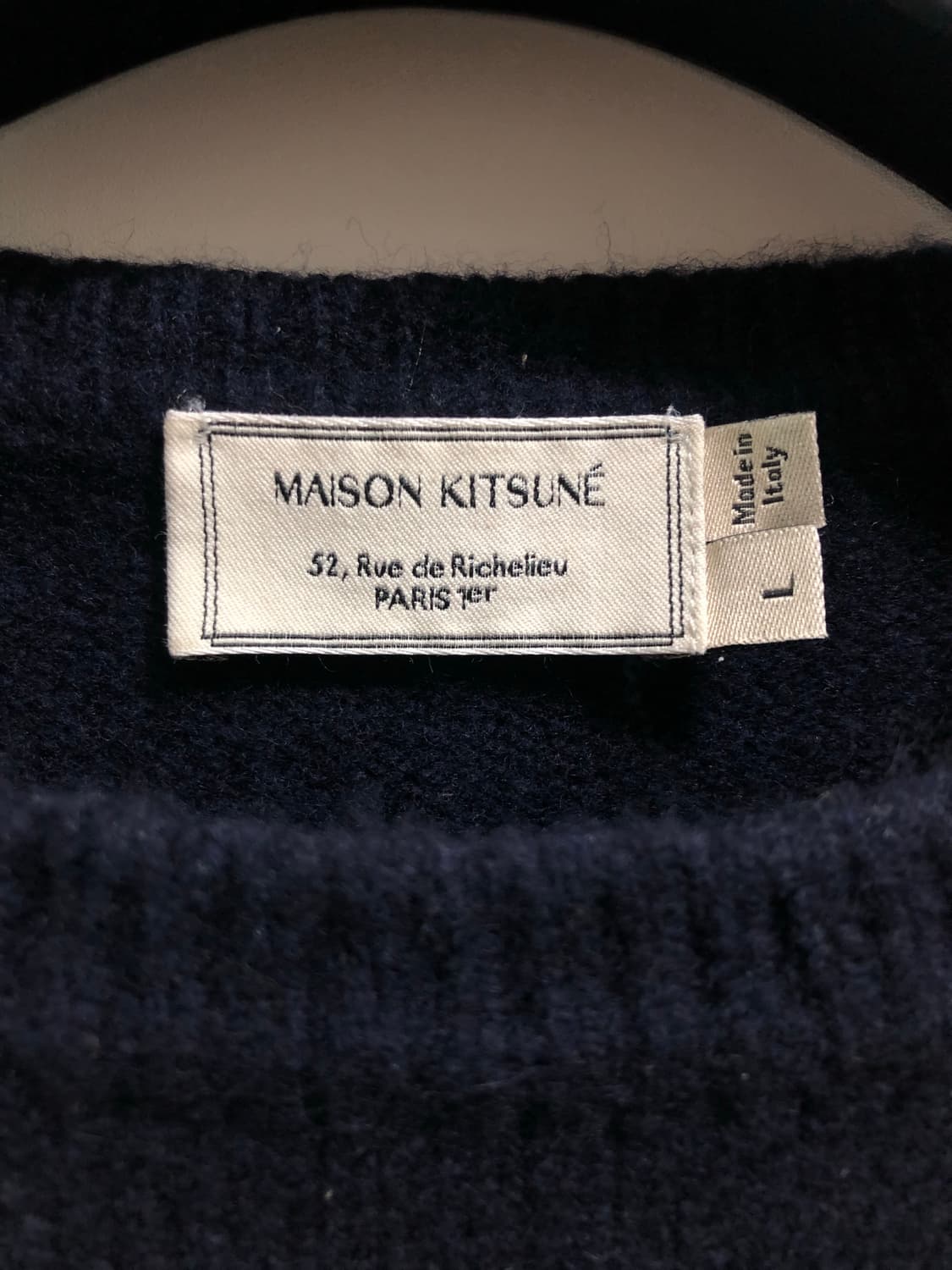 [남성L] 메종키츠네 폭스헤드 니트 남색 상품이미지3
