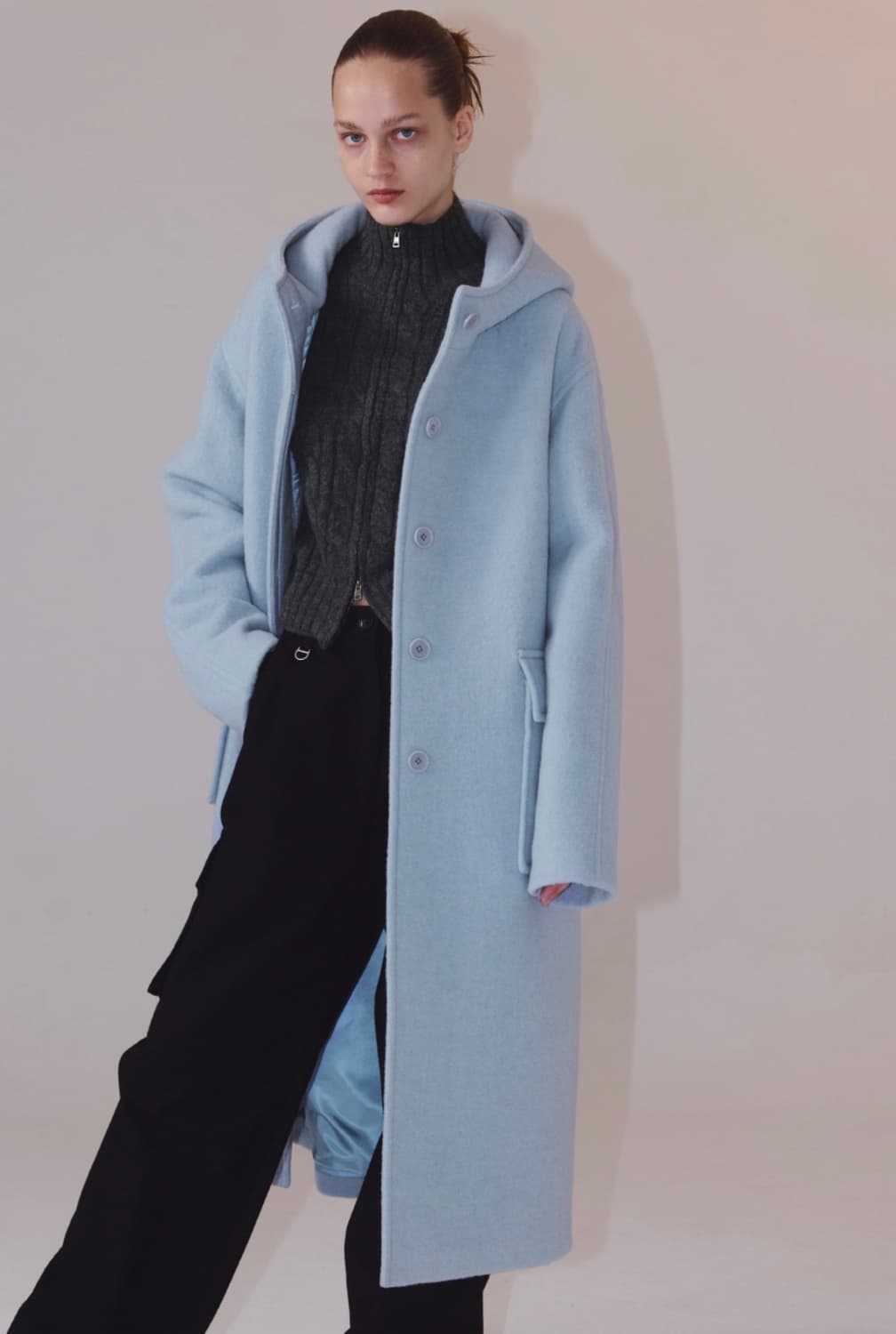 인사일런스 베이비 알파카 후드 코트 BLUE 상품이미지2