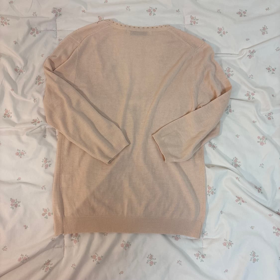 일본 빈티지 피치 핑크 비즈 7부 여름 가디건 상품이미지2