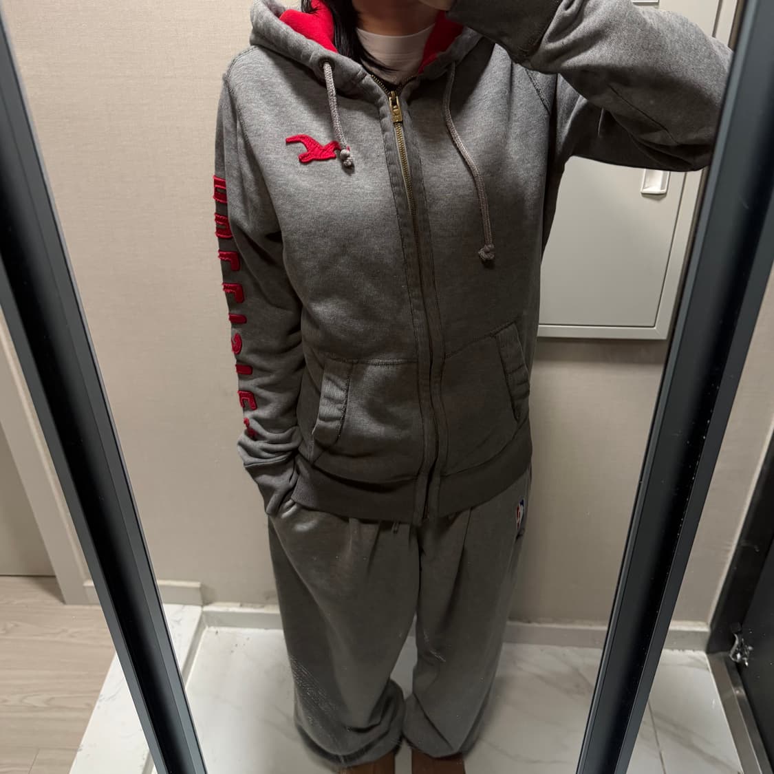 홀리스터 그레이 후드집업 L 상품이미지1