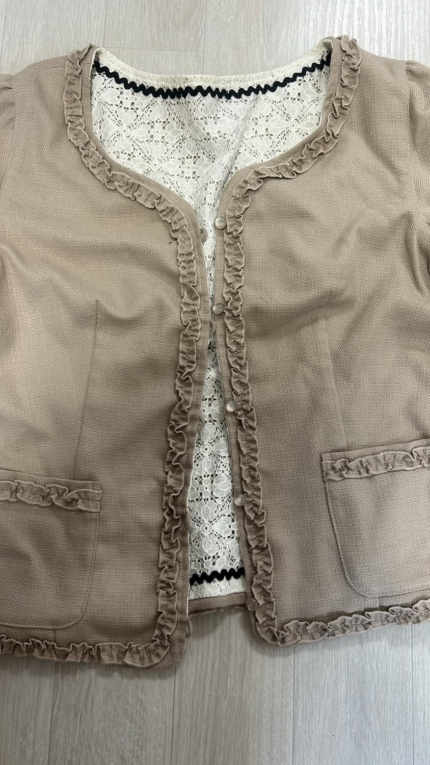 리버시블 빈티지 자켓 베이지 꽃패턴 화이트 상품이미지2