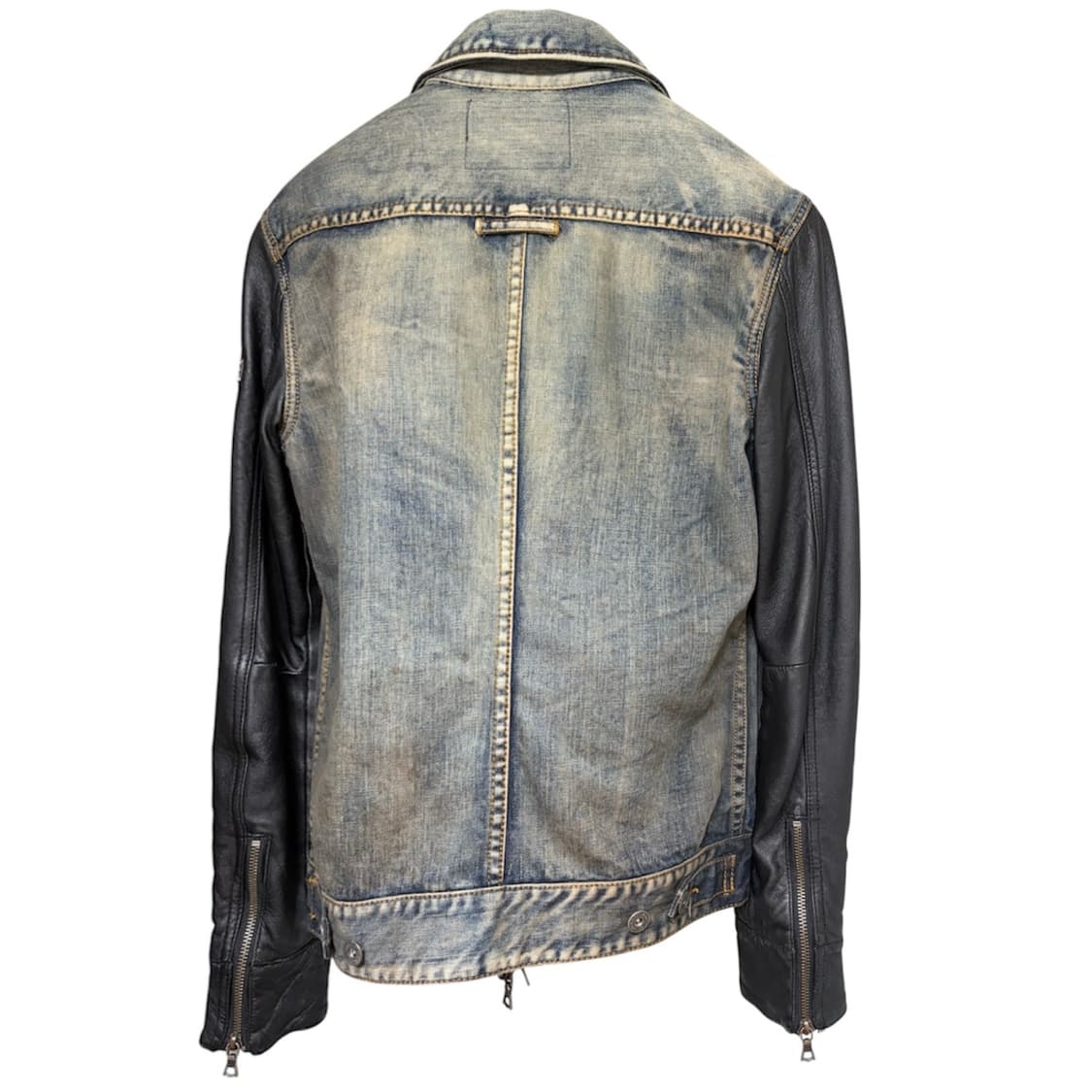 no id leather arm denim jacket 상품이미지2
