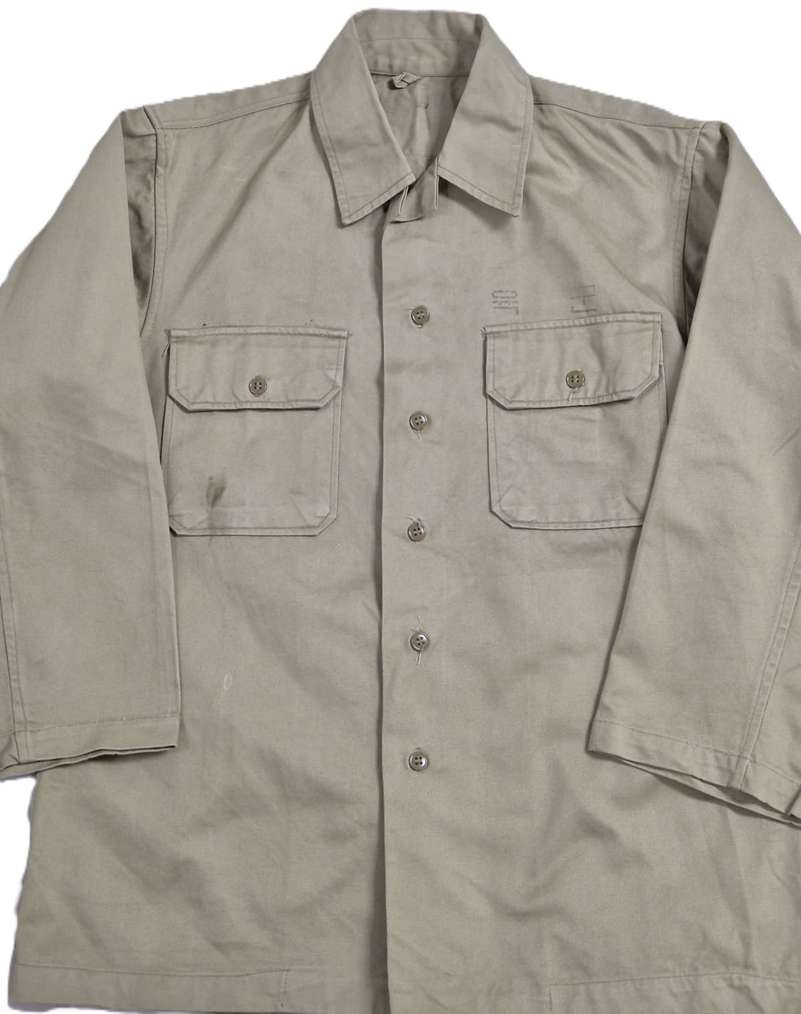 육군 구형 정복 전투복 상의 카키 긴팔 카라티 셔츠 남방 (S) 상품이미지5