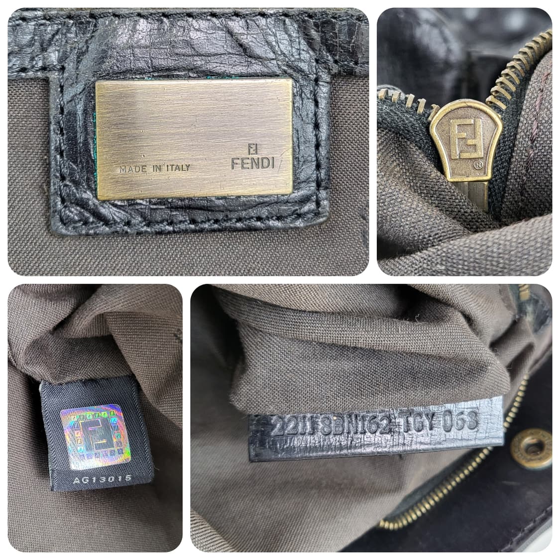 정품 펜디 에트니코 드 주르 블랙 레더 토트백 상품이미지9