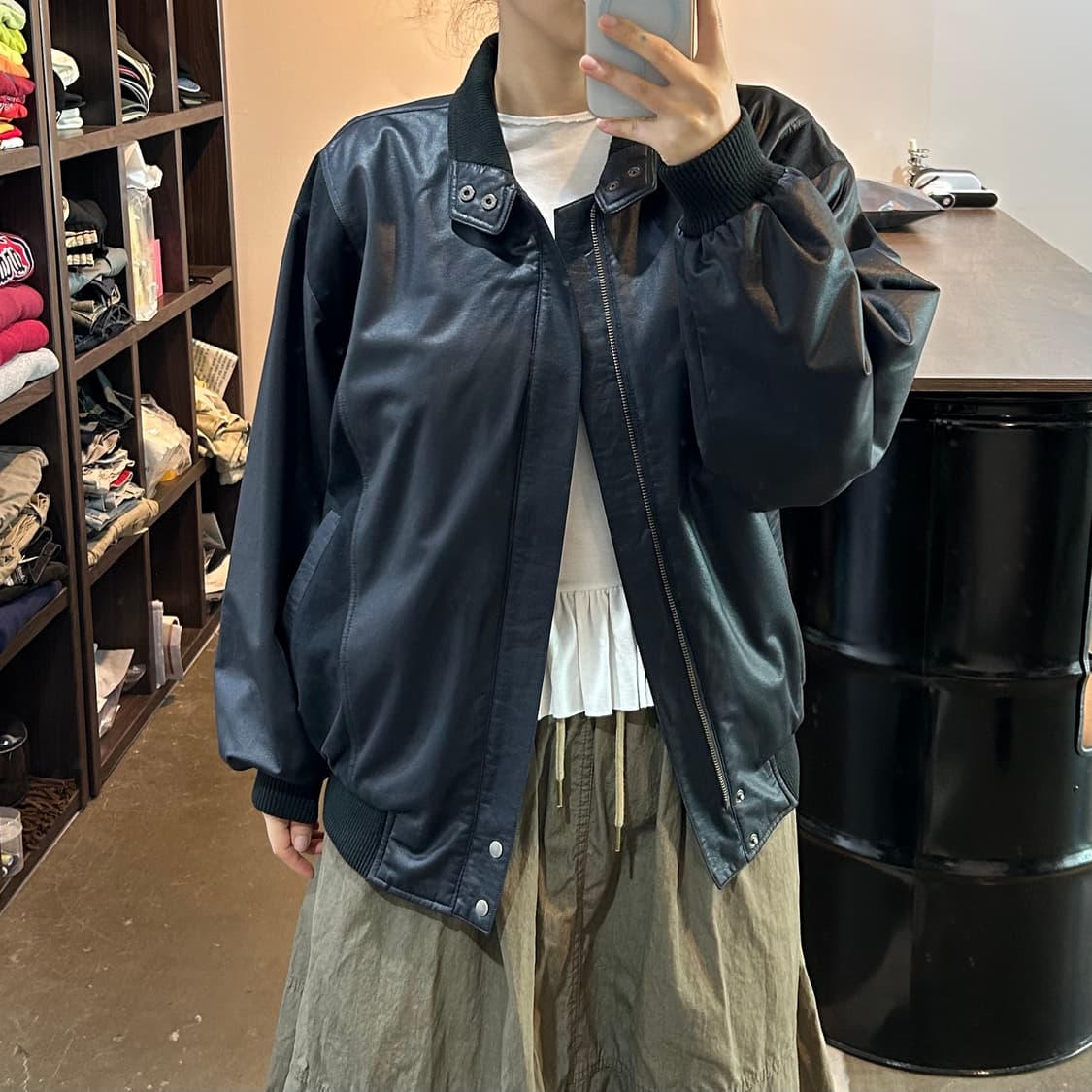 블랙 하이넥 블루종 자켓 상품이미지8