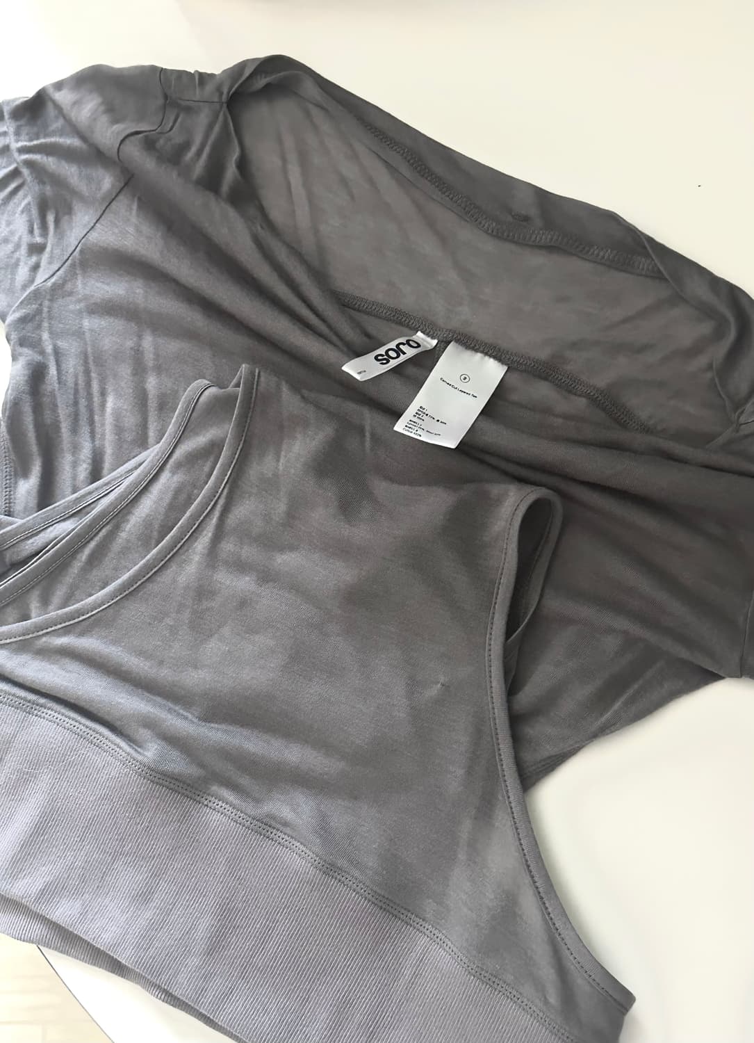 OJOS Curved Cut Layered Tee (Charcoal) 상품이미지6