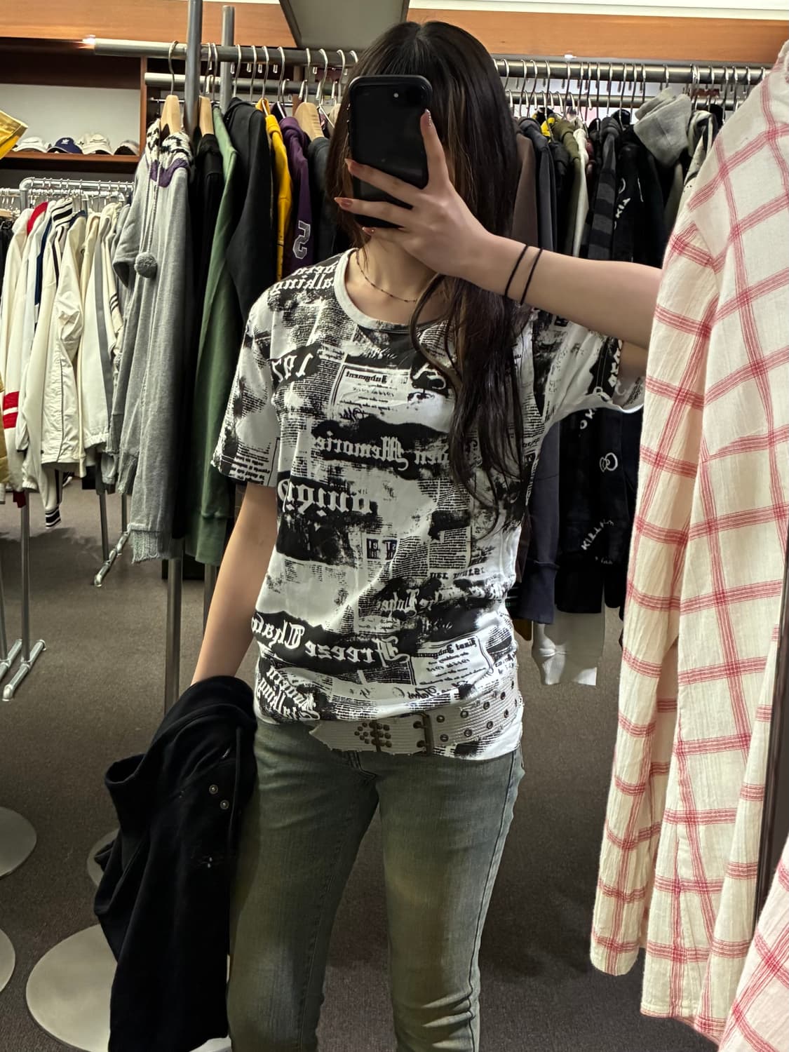 L)In The Attic 빈티지 여성 펑크 프린팅 반팔 티셔츠 상품이미지1