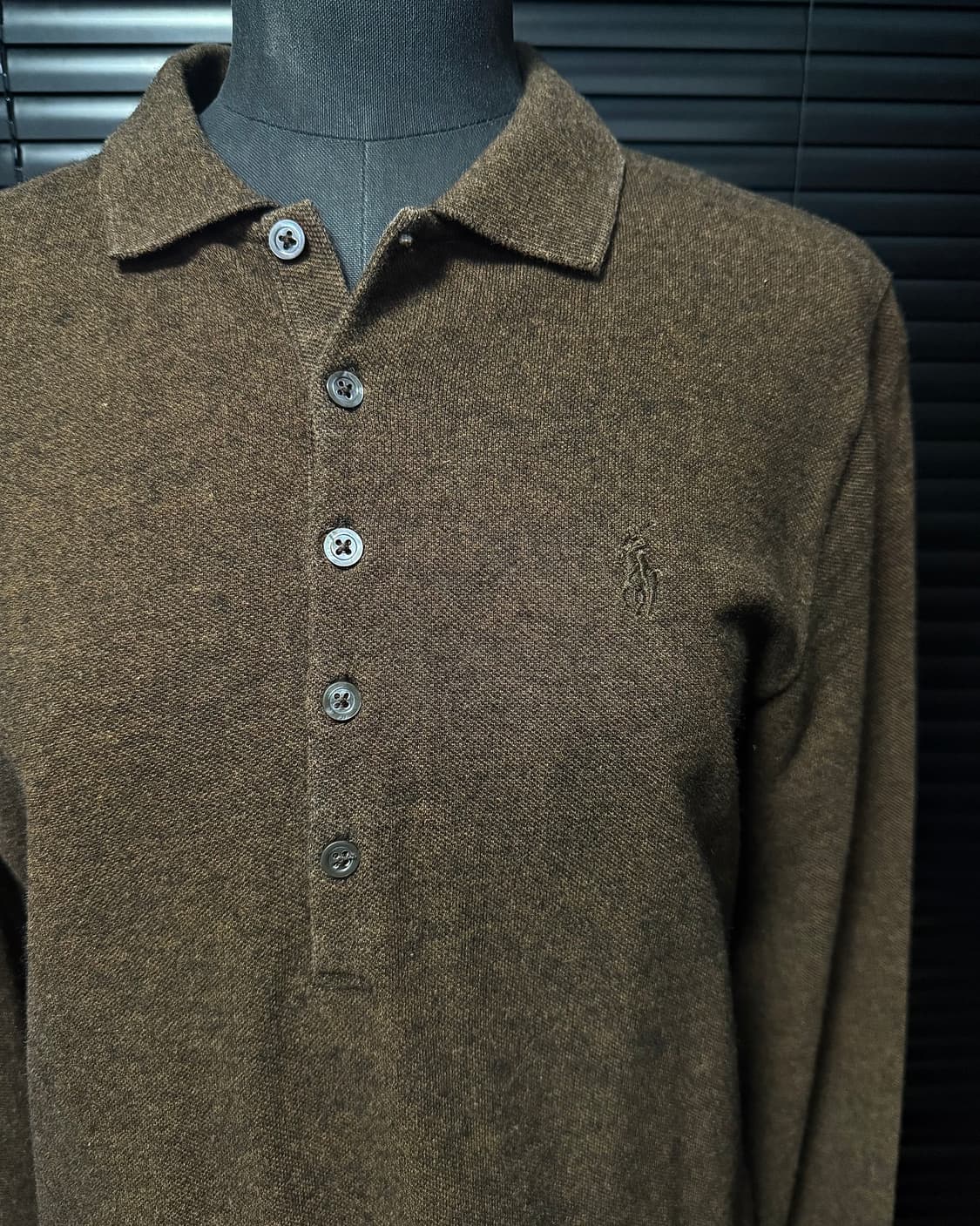 폴로 랄프로렌 PK 카라 긴팔 티 울 코튼 혼방 브라운 갈색 L 100  상품이미지1