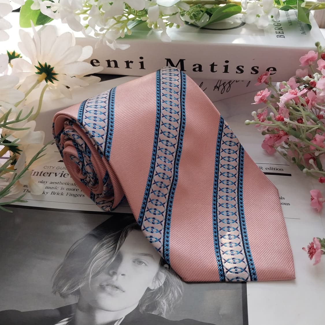 폴 스미스 실크 핑크&네이비 패턴 넥타이 9.5cm A-등급 K1425
 상품이미지1