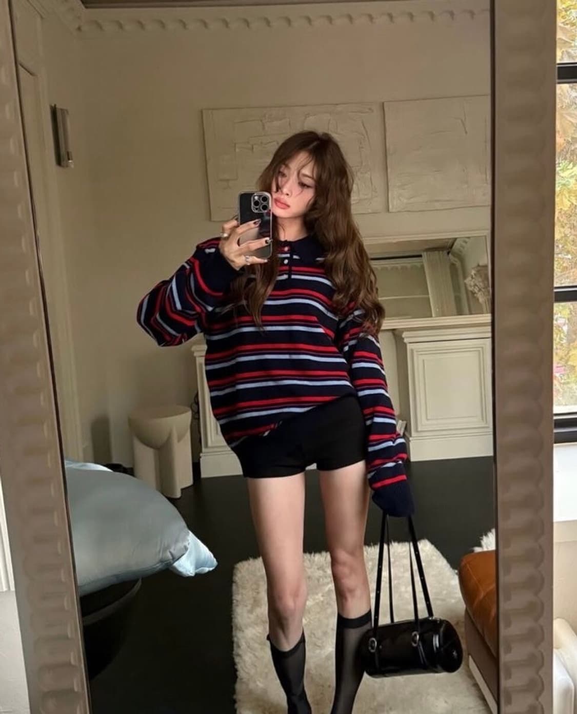 [m] 문선 스트라이프 울 카라 니트 상품이미지1