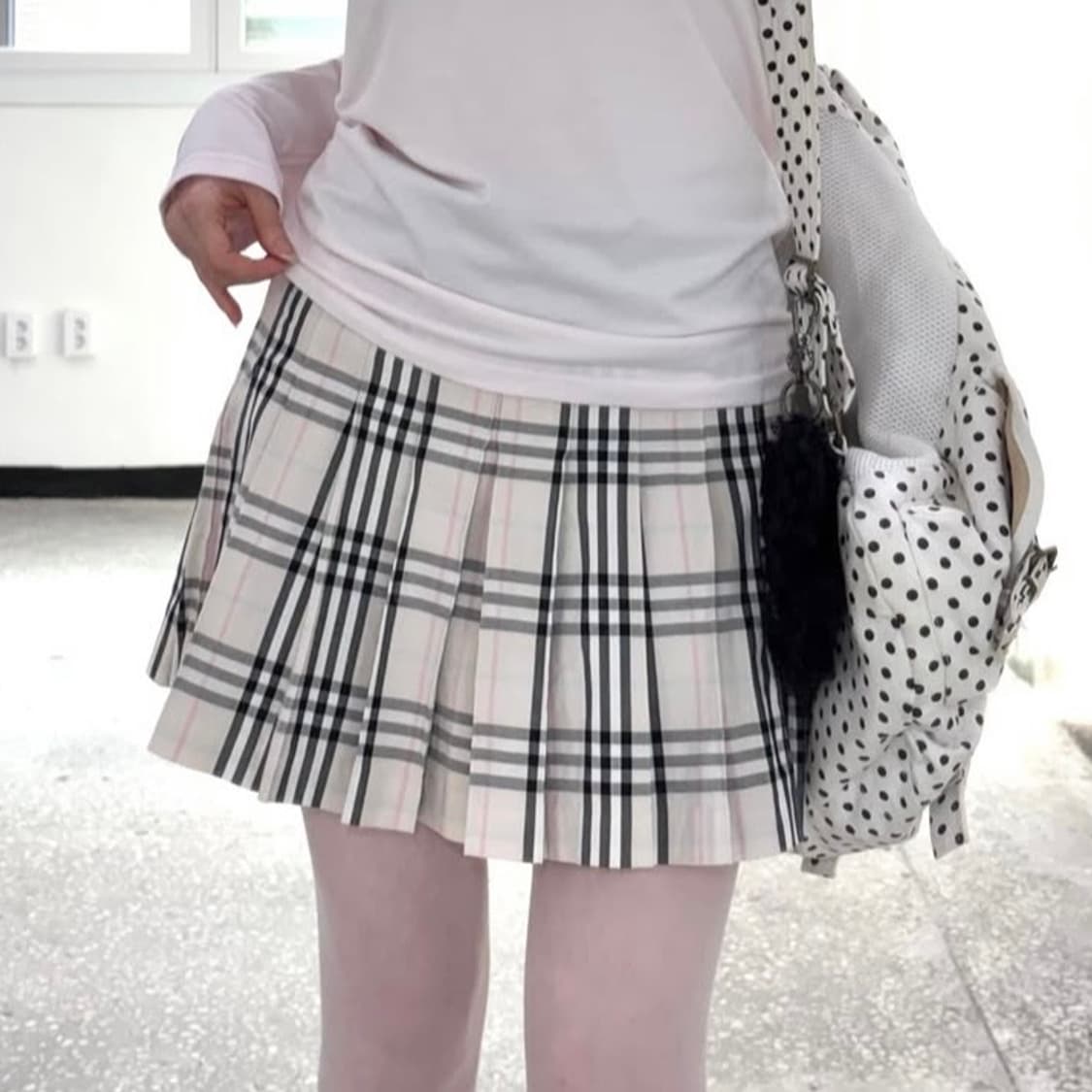 버버리 체크 플리츠 스커트 치마 빈티지 로걀 히메갸루 라떼갸루 상품이미지5
