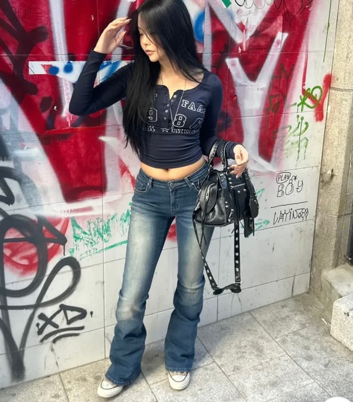 엔젤베이비 레터링 부츠컷 데님팬츠 상품이미지2