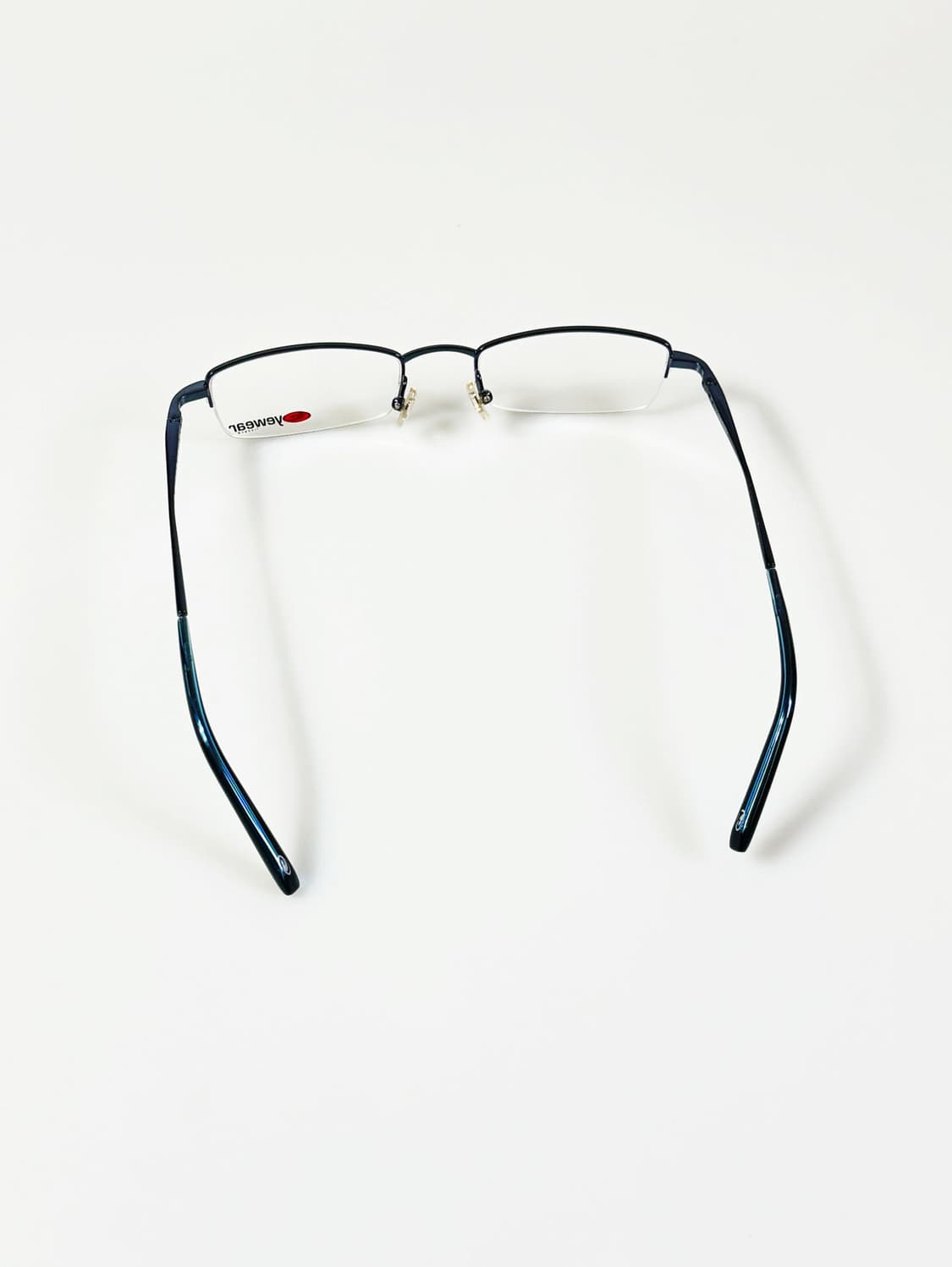 LIZZARD 네이비 반무테 스퀘어 메탈 빈티지 안경 상품이미지5