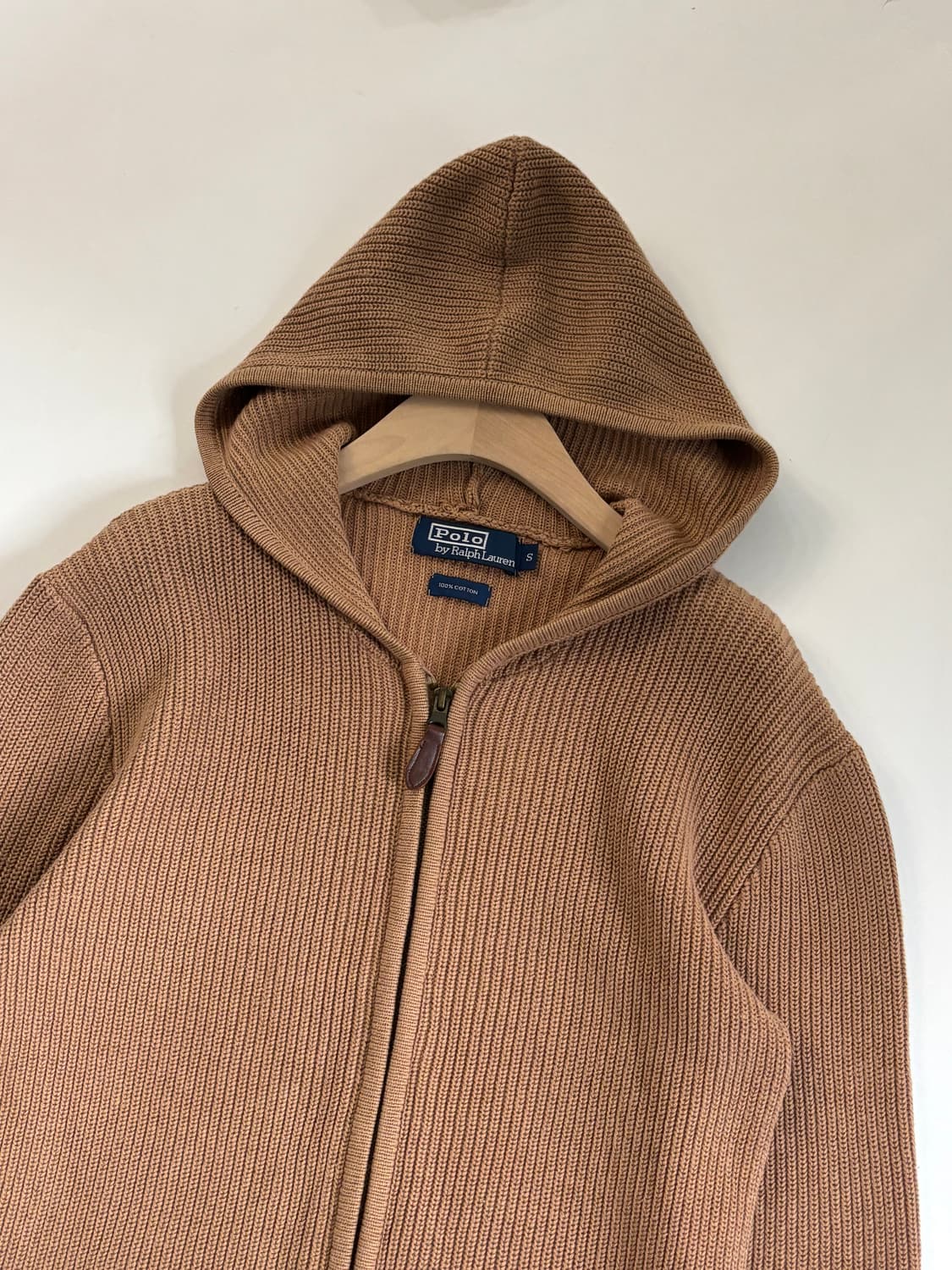 Polo 폴로 랄프로렌 코튼 베이지컬러 골지 니트 후드집업 상품이미지5