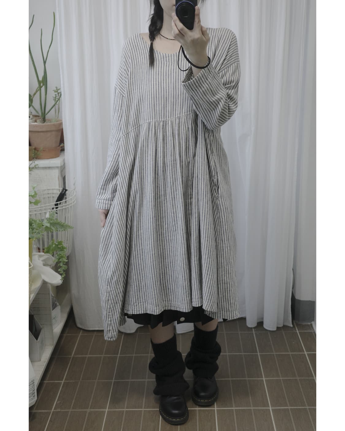 Striped pajama dress 상품이미지3