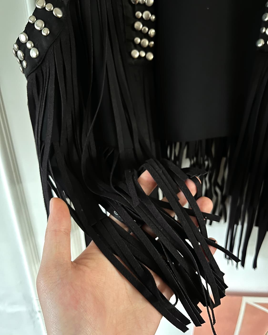 bebe Fringe Stud Trim Western Vest 상품이미지8