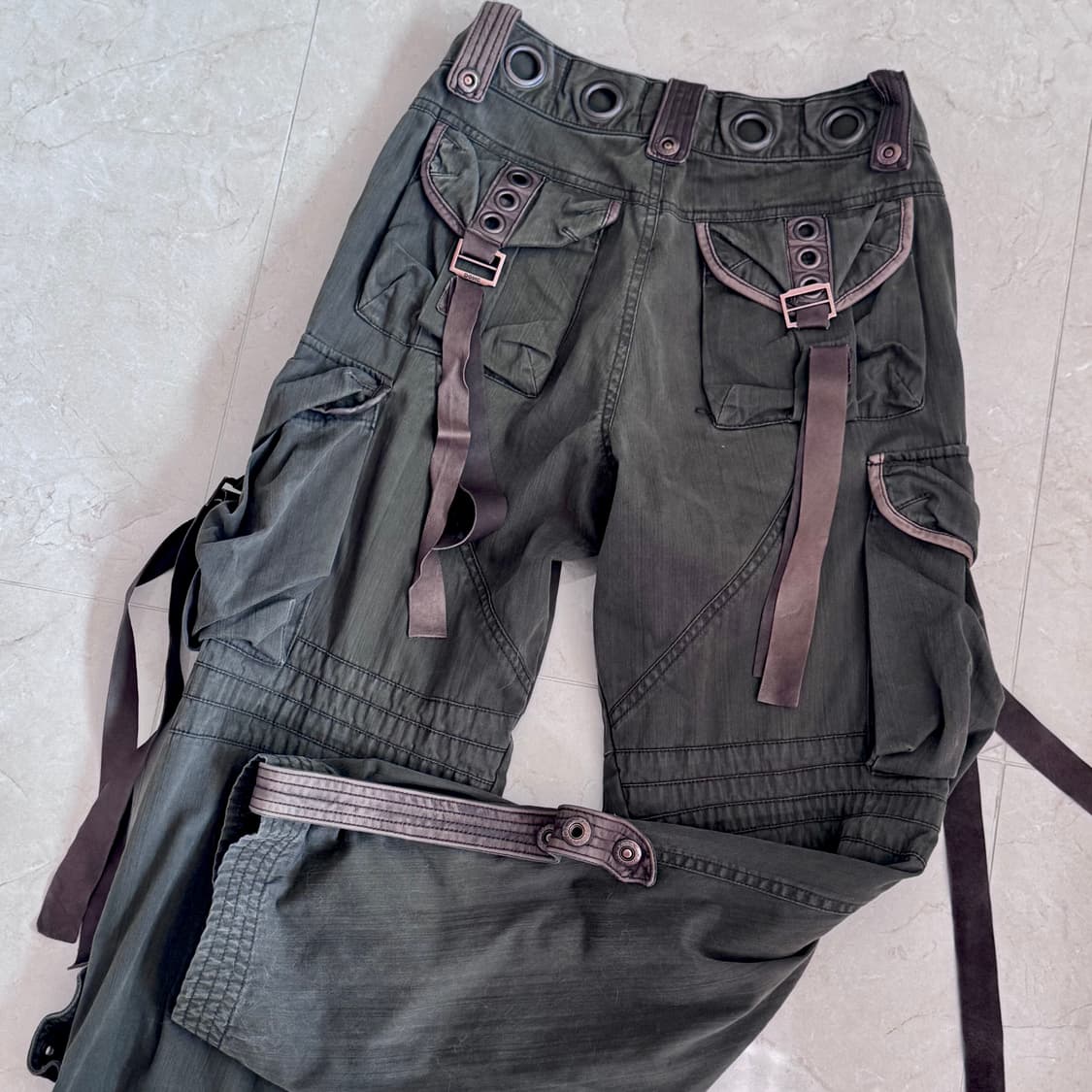 팝걸빈티지 락시크 디테일 와이드팬츠 상품이미지4