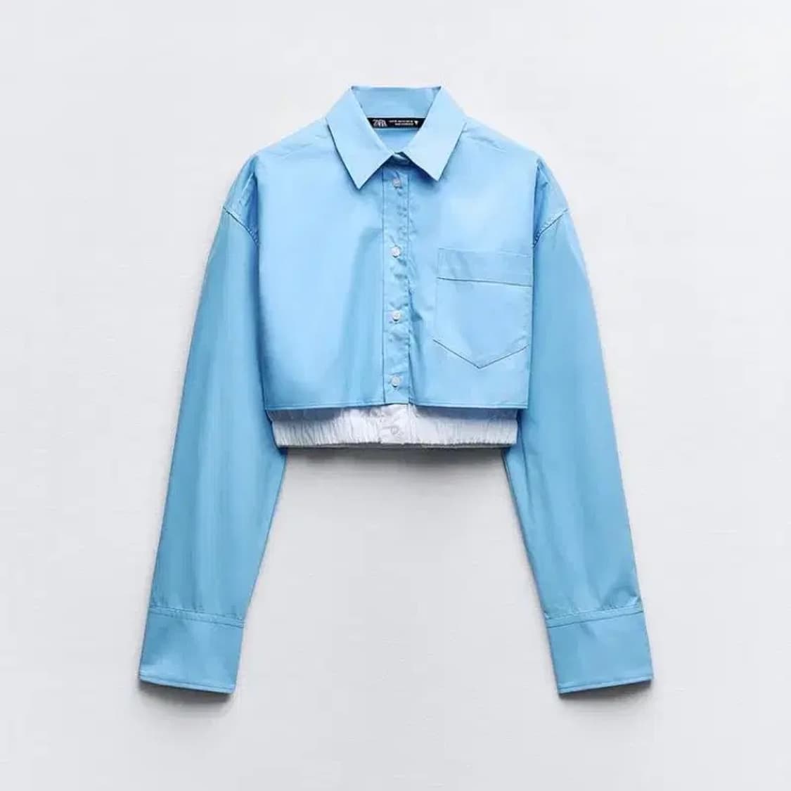 zara 자라 콤비 개버딘 크롭 셔츠 새상품 S 상품이미지1