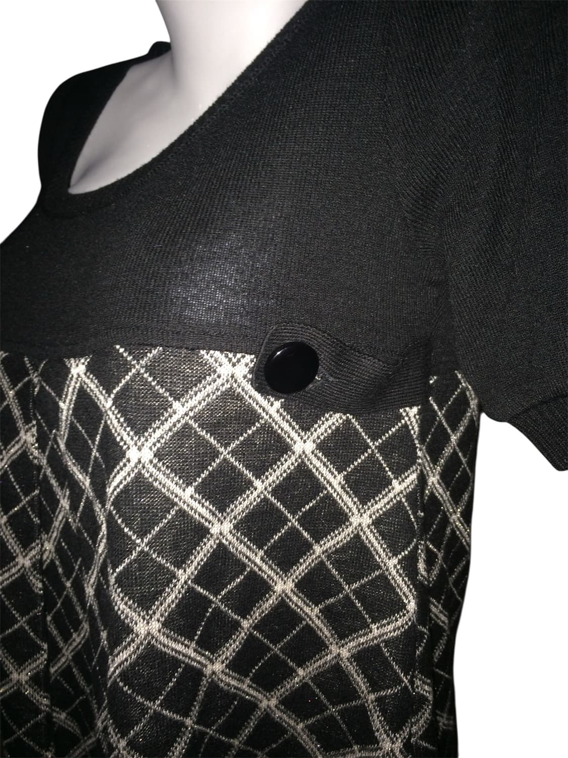 체크 글리터 버튼 니트 상품이미지2