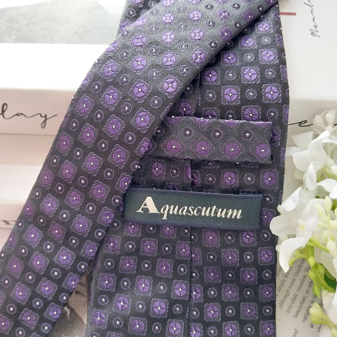 아쿠아스큐텀 실크 퍼플&블랙 그라데이션 넥타이 9cm A+등급 K1512 상품이미지7