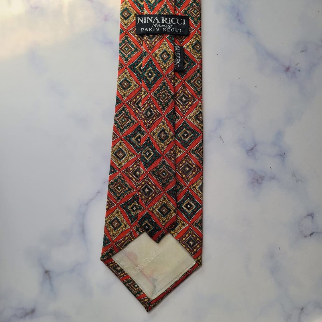 니나리치 실크 오렌지 기하 패턴 넥타이 8.9cm A+~A등급 E709 상품이미지7