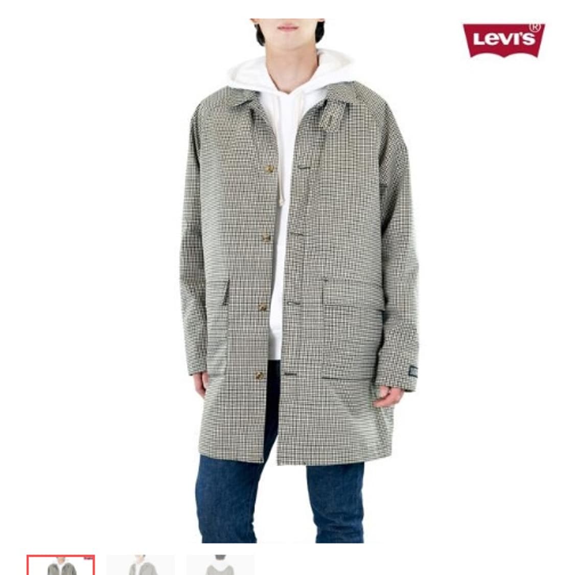 남성용 리바이스 Levis 체크 트렌치 코트 상품이미지2