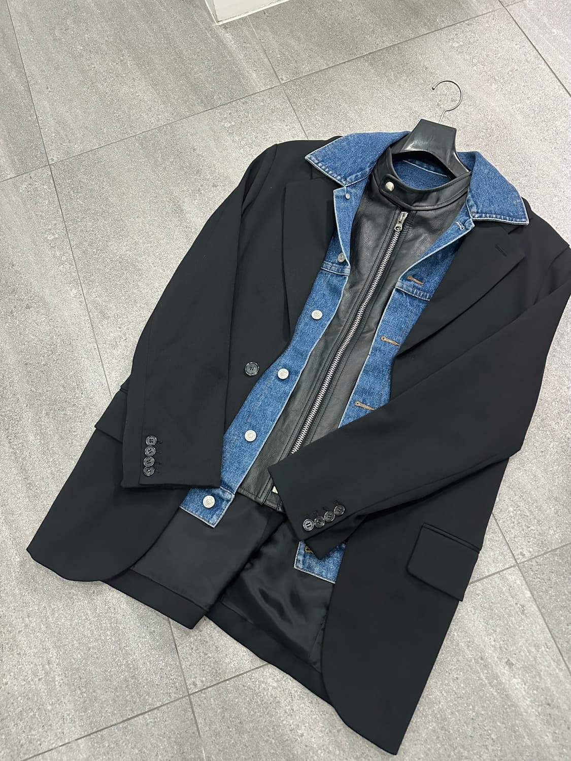 메종마르지엘라MM6 레이어드 싱글 브레스티드 블레이저 상품이미지1