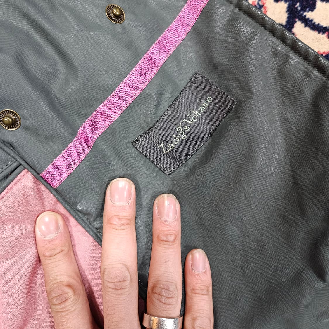 쟈딕앤볼테르 그레이 왁싱 바이커 자켓 S size 상품이미지8