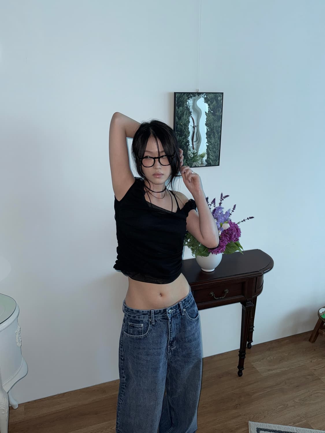 리버시블 셔링 오프숄더 티셔츠 블라우스 상품이미지4