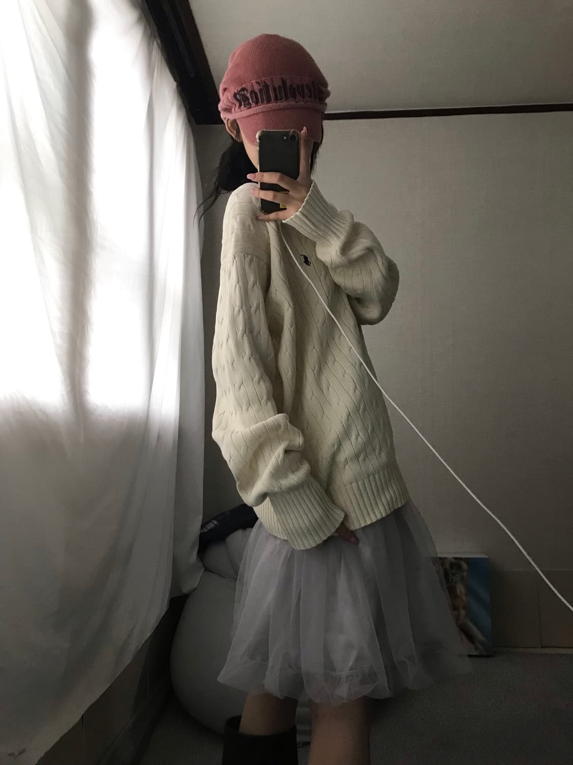 폴로 아이보리 브이넥 케이블 니트 상품이미지7