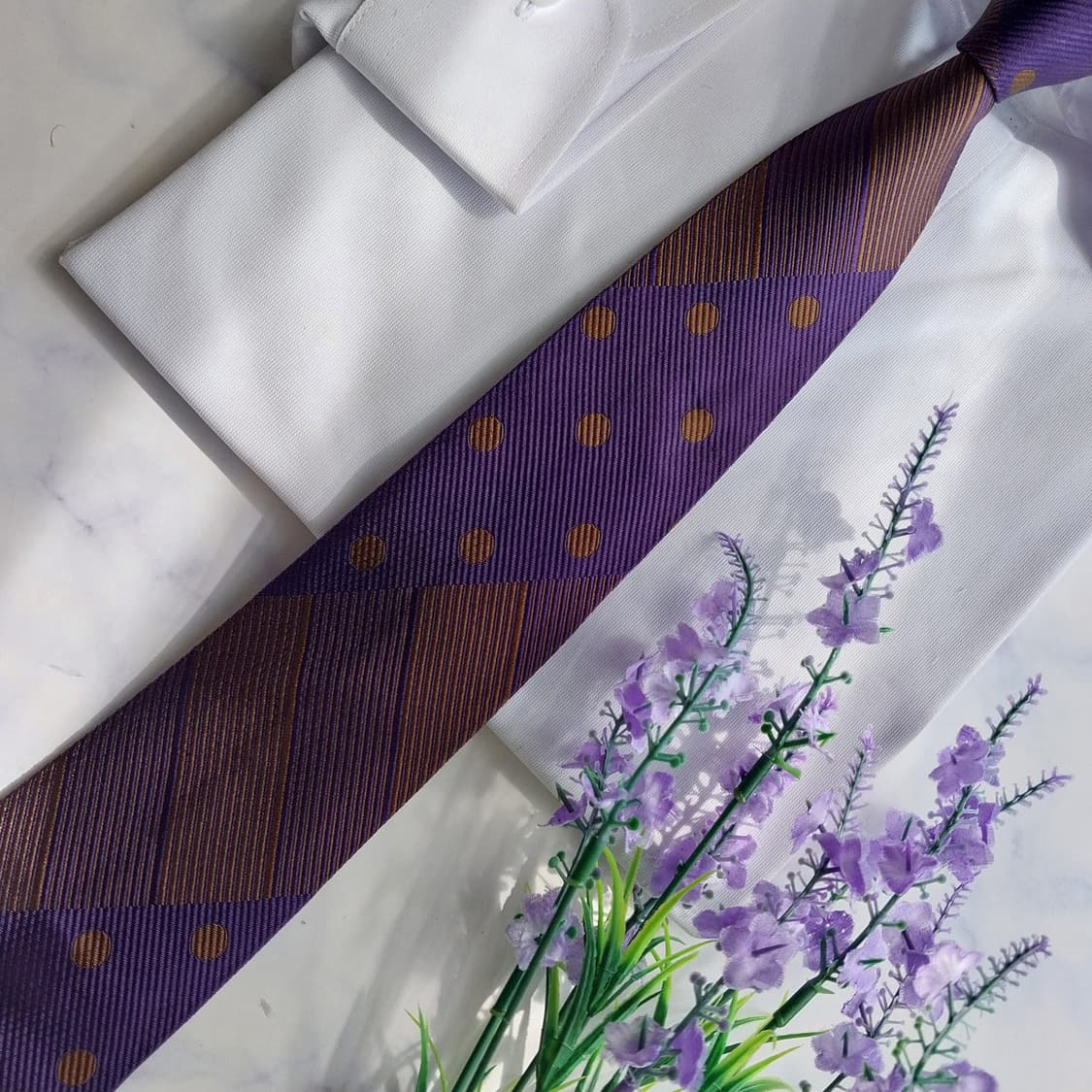 타임 퍼플 도트 스트라이프 패턴 넥타이 8.6cm A+등급 K2395
 상품이미지6